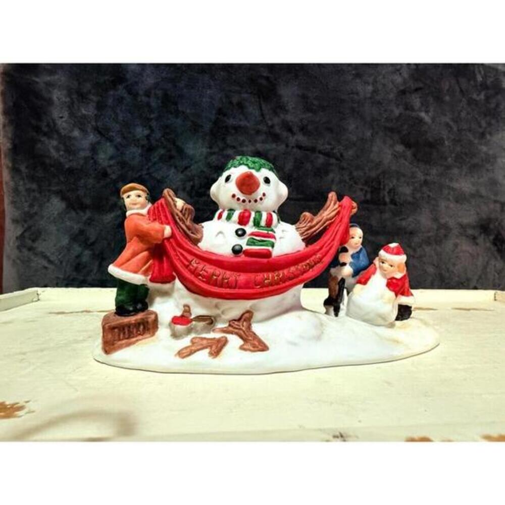 Snowman Hammock Christmas Figurine Resin Holiday Village Decor